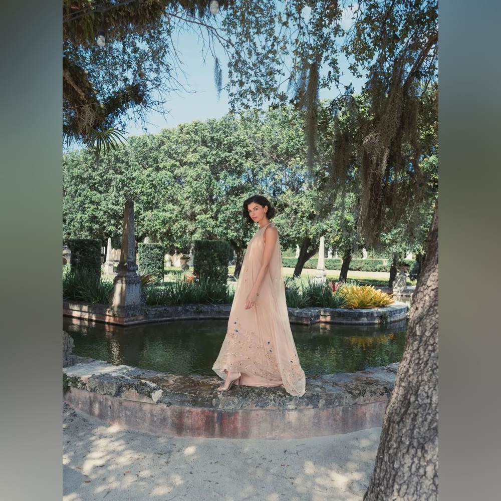 Mac Duggal Beige Maxi Dress